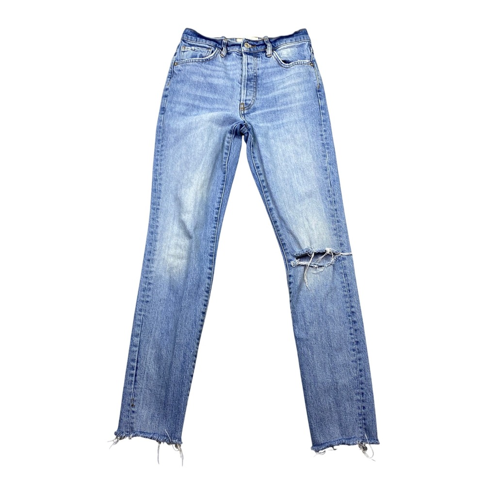 We The Free Denim Jeans‎ Distressed Knee High Rise Straight Leg Sz 26 Fits 24"